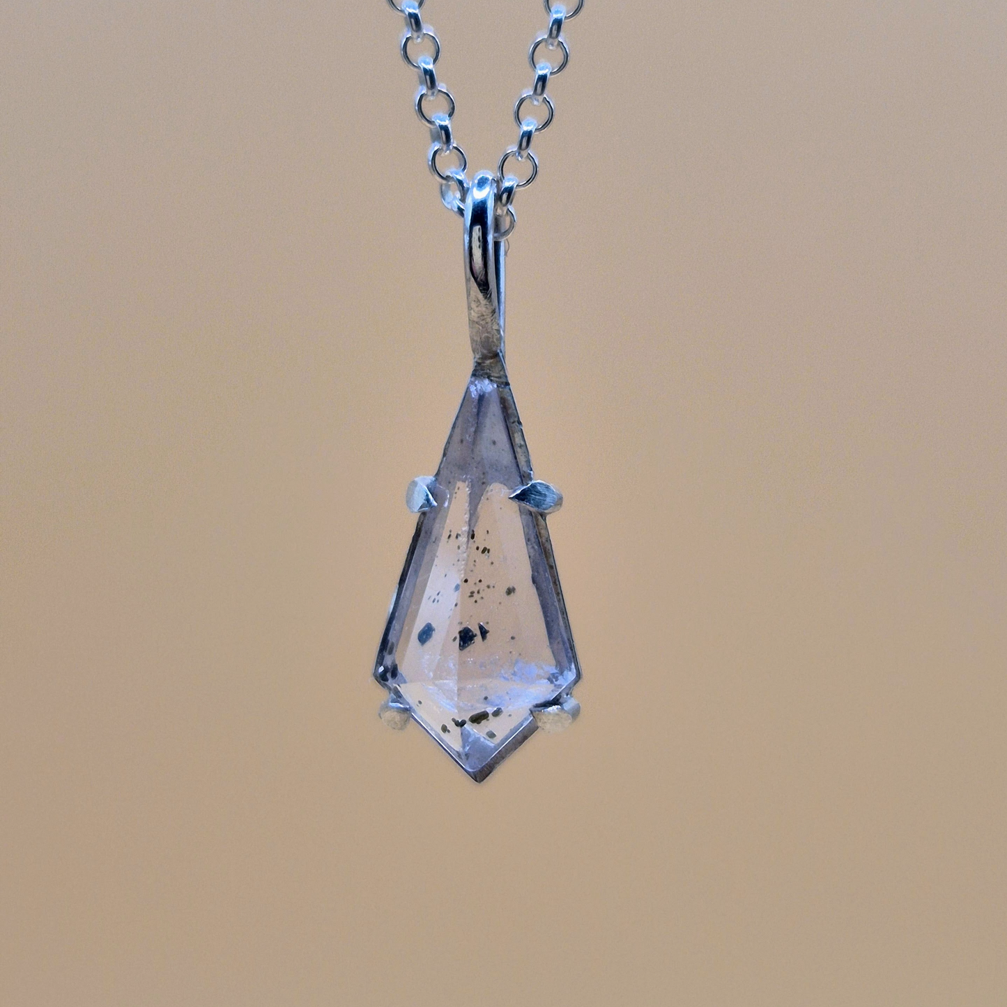 Sterling Silver Pendant with Kite-Shaped Dragon Fruit Quartz