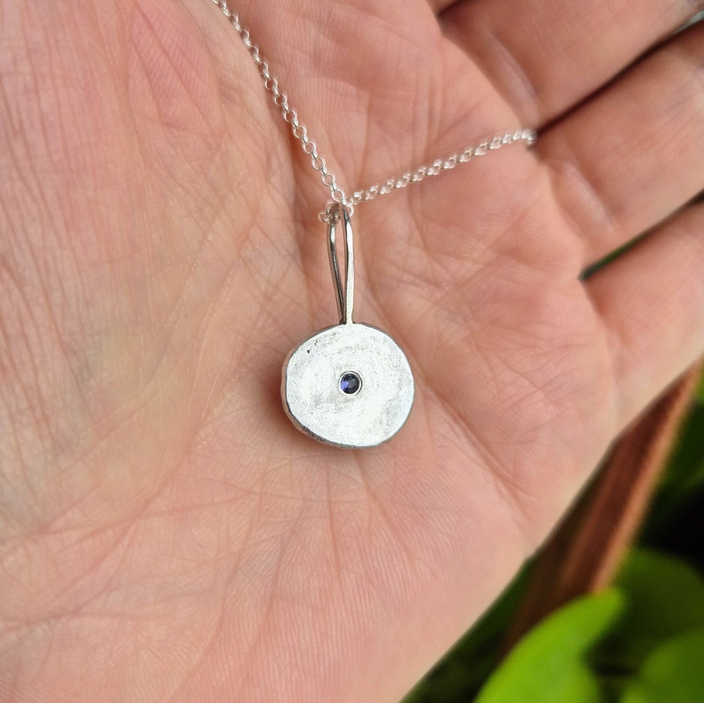 Molten Silver Carnelian and Iolite Necklace
