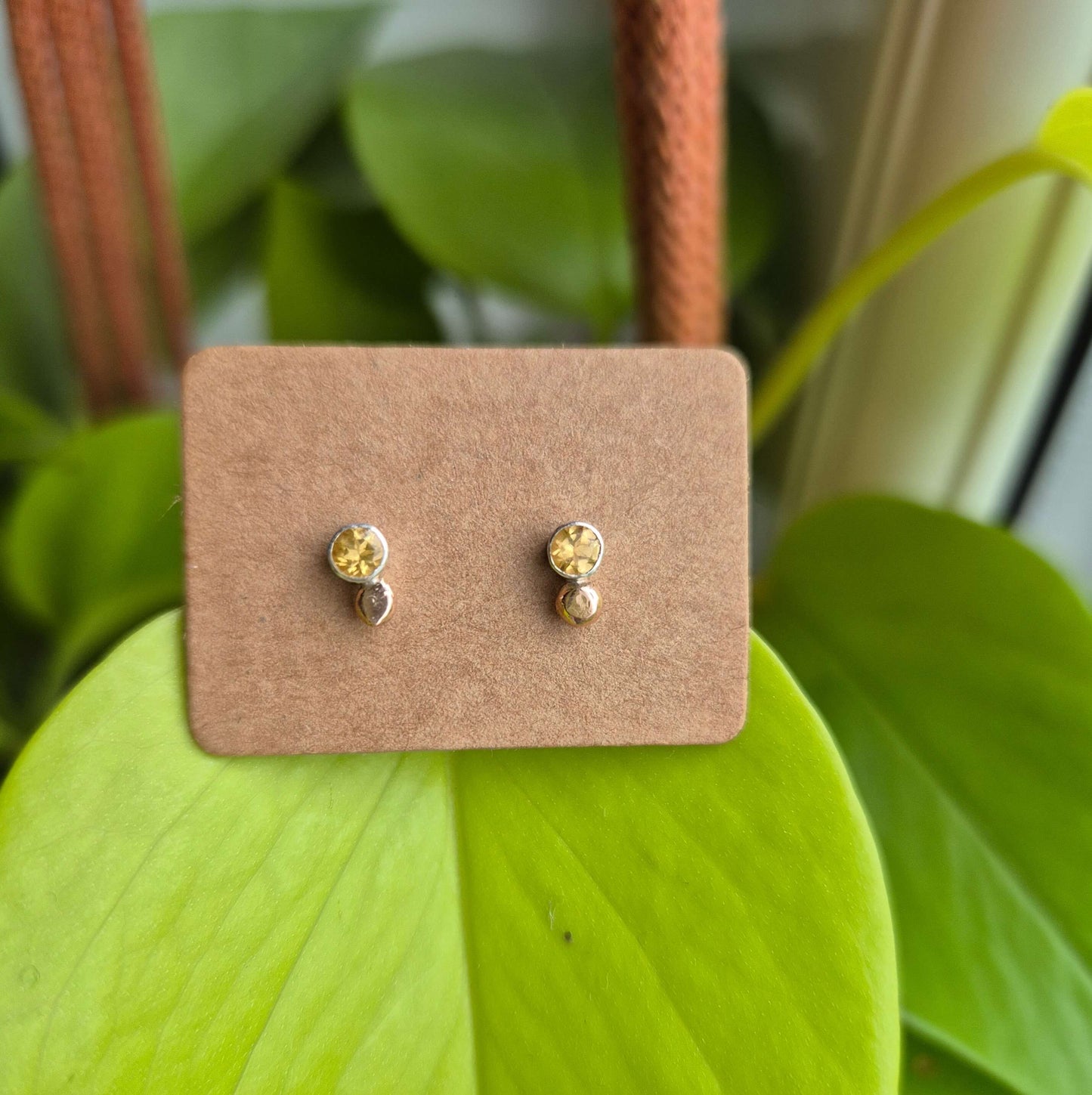 Citrine and rose gold studs
