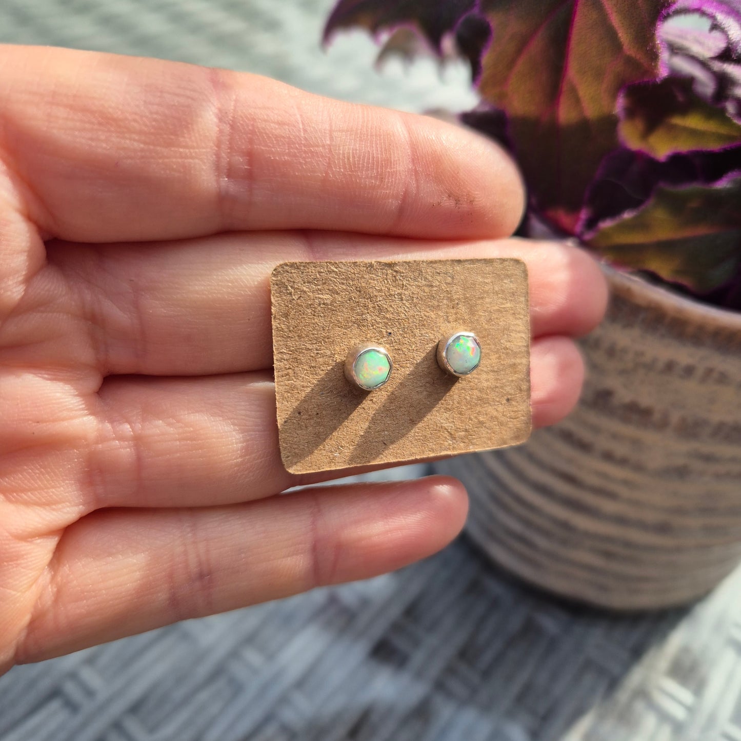 Ethiopian opal studs