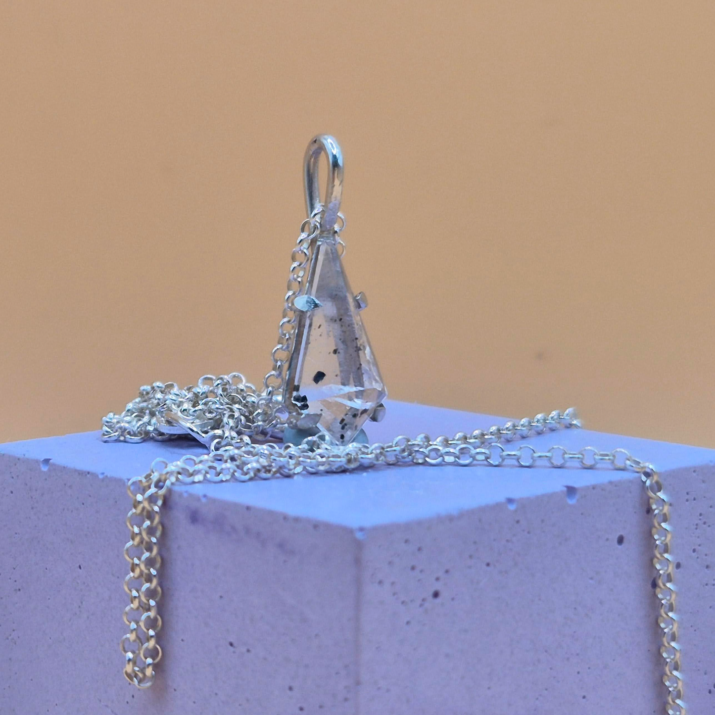 Sterling Silver Pendant with Kite-Shaped Dragon Fruit Quartz