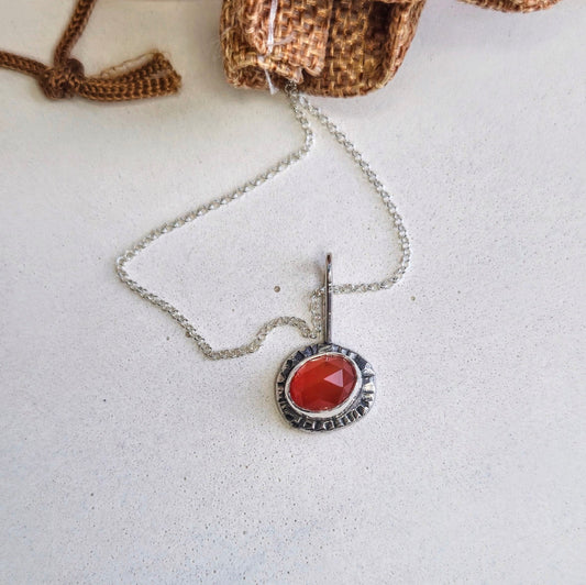 Molten Silver Carnelian and Iolite Necklace