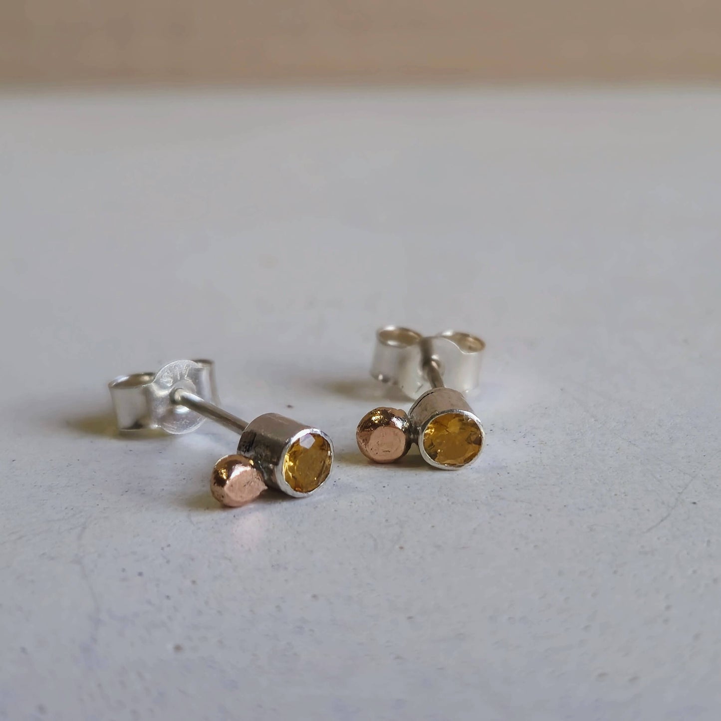 Citrine and rose gold studs