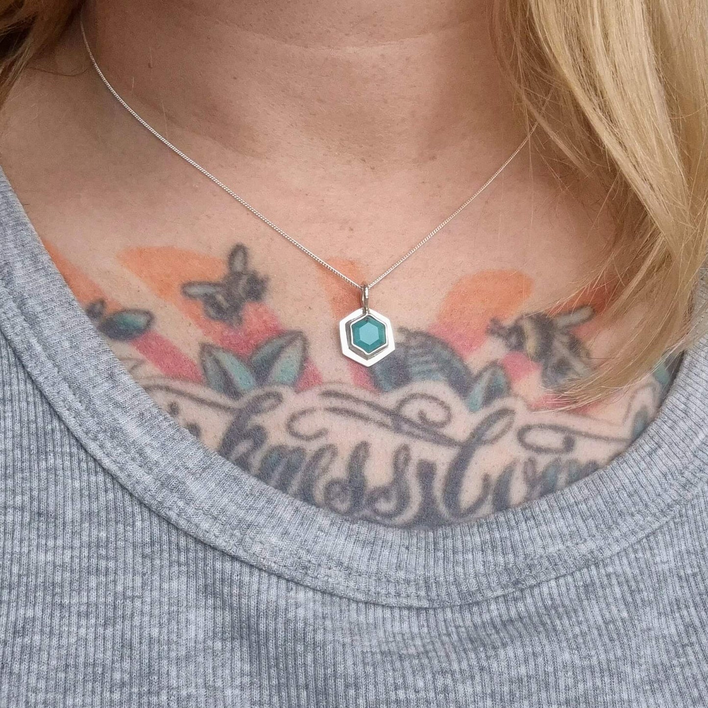 Hex Gemstone Pendant Necklaces